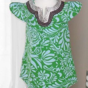 Cupcakes & Pastries SUGAR COOKIE DRESS green blue metallic silver trim 2 3